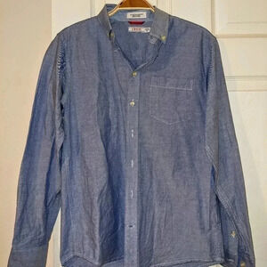 Boys Izod Size L 14-16 Regular Button‎ Up Shirt Light Blue L/S Denim